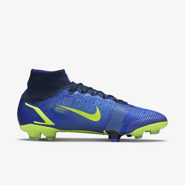 Men's Nike Mercurial Superfly 8 Elite FG Firm-Grounds Football Shoes Blue | NK125JUW