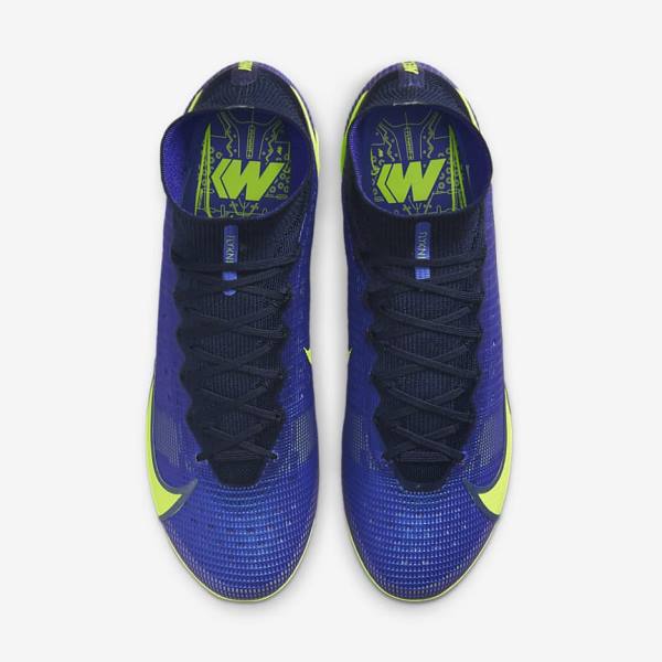 Men's Nike Mercurial Superfly 8 Elite FG Firm-Grounds Football Shoes Blue | NK125JUW