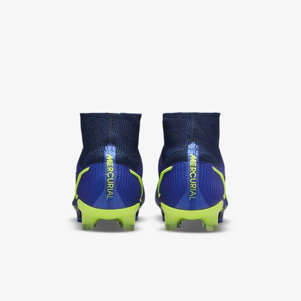 Men's Nike Mercurial Superfly 8 Elite FG Firm-Grounds Football Shoes Blue | NK125JUW