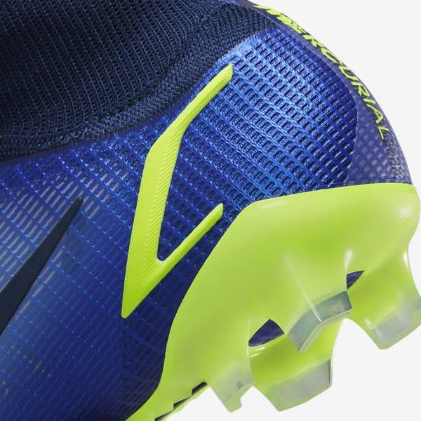 Men's Nike Mercurial Superfly 8 Elite FG Firm-Grounds Football Shoes Blue | NK125JUW