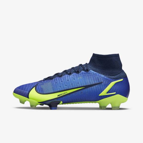 Men\'s Nike Mercurial Superfly 8 Elite FG Firm-Grounds Football Shoes Blue | NK125JUW