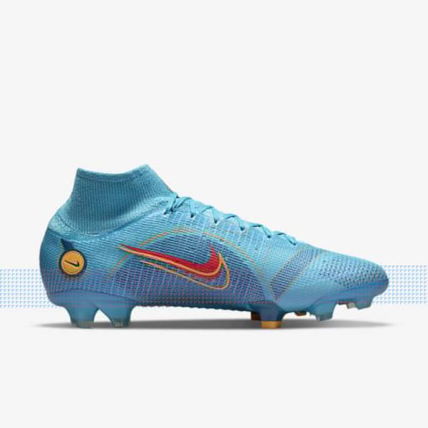 Men's Nike Mercurial Superfly 8 Elite FG Firm-Grounds Football Shoes Blue / Orange | NK617CNK