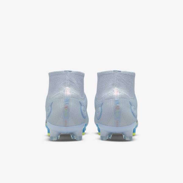 Men's Nike Mercurial Superfly 8 Elite FG Firm-Grounds Football Shoes Grey / Light Blue / Blue | NK850PMJ