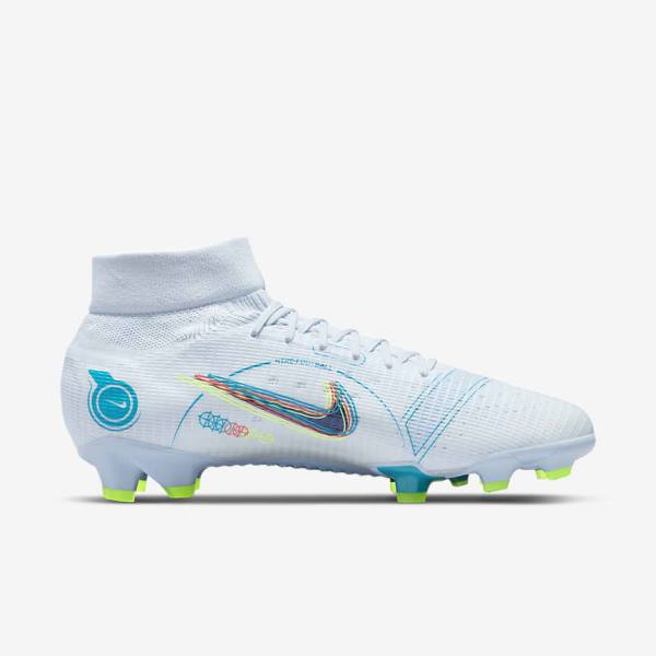 Men's Nike Mercurial Superfly 8 Pro FG Firm-Ground Football Shoes Grey / Light Blue / Dark Blue | NK906ZHO