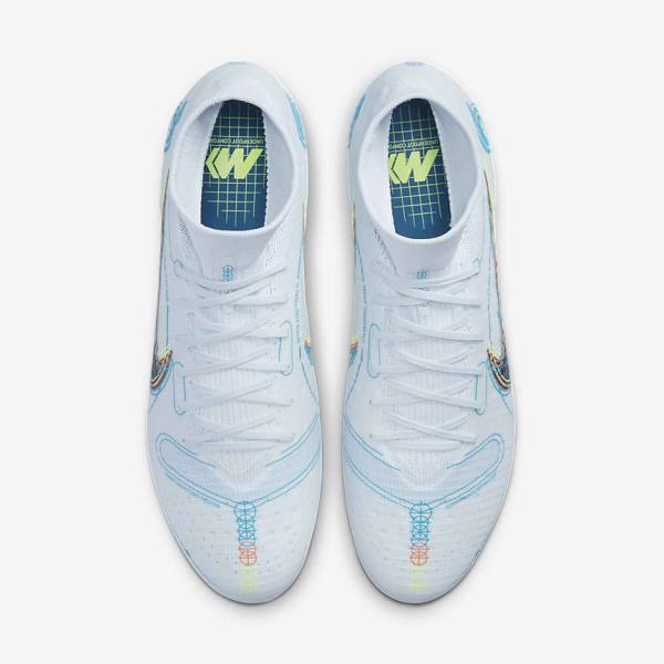 Men's Nike Mercurial Superfly 8 Pro FG Firm-Ground Football Shoes Grey / Light Blue / Dark Blue | NK906ZHO