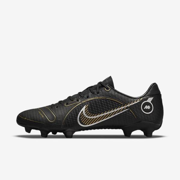 Men\'s Nike Mercurial Vapor 14 Academy MG Multi-Ground Football Shoes Black / Metal Silver / Grey / Metal Gold | NK736HSE