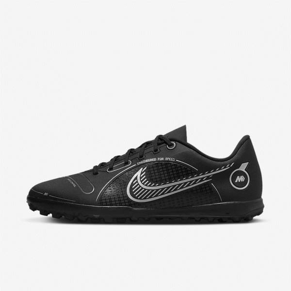 Men\'s Nike Mercurial Vapor 14 Club TF Turf Football Shoes Black / Grey / Metal Silver | NK416ITS