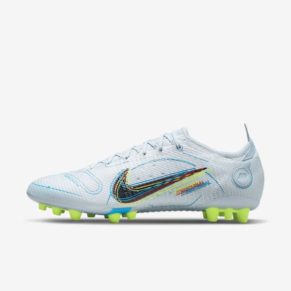 Men\'s Nike Mercurial Vapor 14 Elite AG Artificial-Grounds Football Shoes Grey / Light Blue / Orange / Blue | NK283WRO