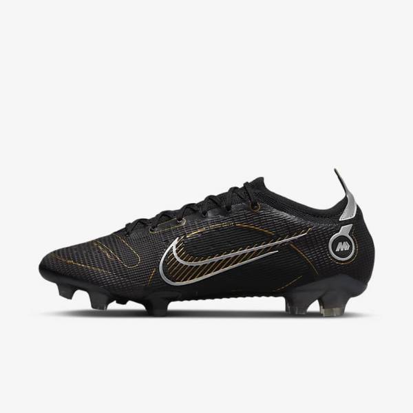 Men\'s Nike Mercurial Vapor 14 Elite FG Firm-Grounds Football Shoes Black / Metal Silver / Grey / Metal Gold | NK805XIF