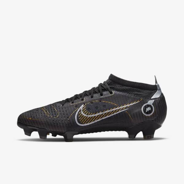 Men\'s Nike Mercurial Vapor 14 Pro FG Firm-Ground Football Shoes Black / Metal Silver / Grey / Metal Gold | NK409VIB