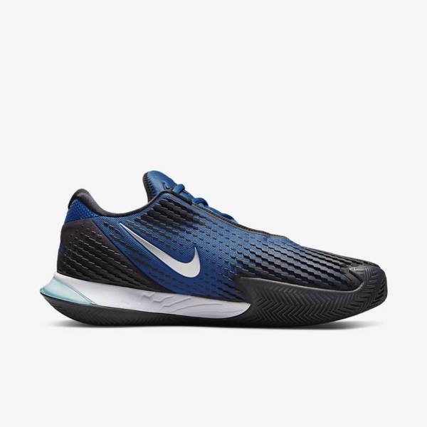 Men's Nike NikeCourt Air Zoom Vapor Cage 4 Rafa Clay Tennis Shoes Blue / Black / Metal Silver | NK387LNR