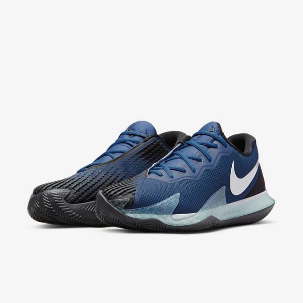 Men's Nike NikeCourt Air Zoom Vapor Cage 4 Rafa Clay Tennis Shoes Blue / Black / Metal Silver | NK387LNR