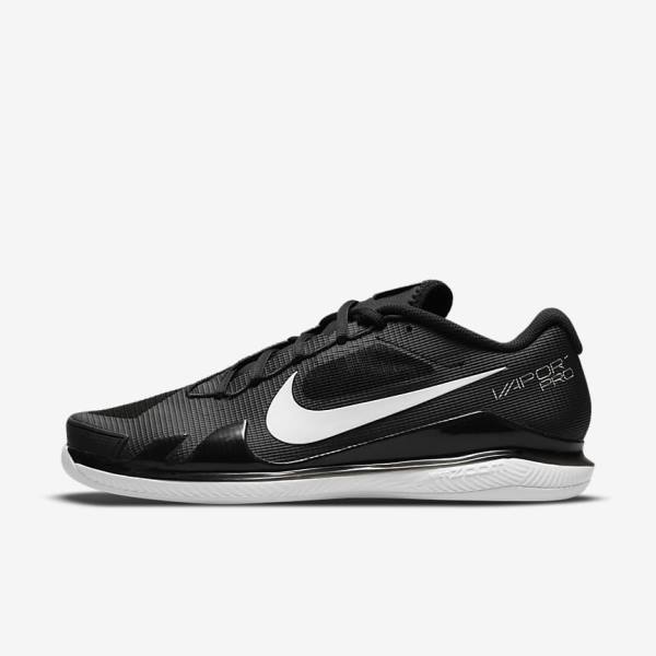 Men\'s Nike NikeCourt Air Zoom Vapor Pro Carpet Tennis Shoes Black / White | NK578YLX