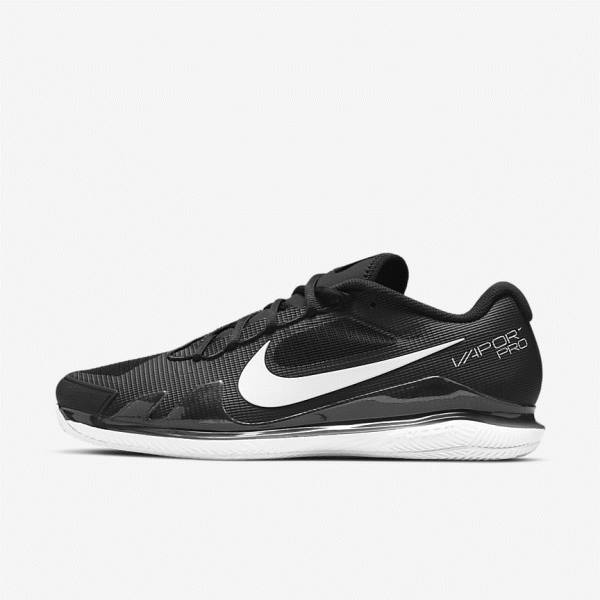 Men\'s Nike NikeCourt Air Zoom Vapor Pro Clay Court Tennis Shoes Black / White | NK738OXA