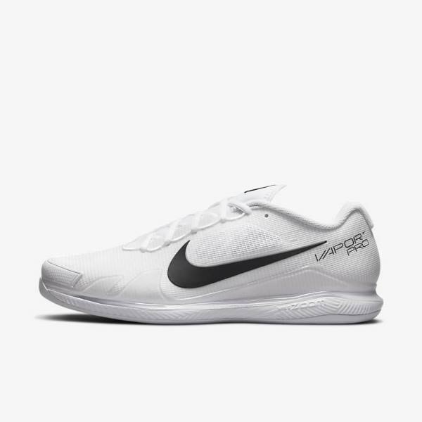 Men\'s Nike NikeCourt Air Zoom Vapor Pro Carpet Tennis Shoes White / Black | NK923MJF