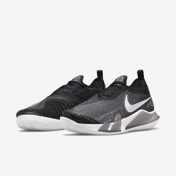 Men's Nike NikeCourt React Vapor NXT Clay Court Tennis Shoes Black / White | NK197ZVU