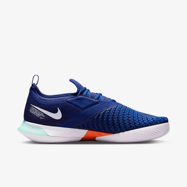 Men's Nike NikeCourt React Vapor NXT Clay Court Tennis Shoes Royal Blue / Turquoise / Orange / White | NK219BKW