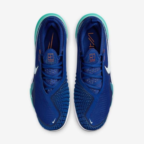 Men's Nike NikeCourt React Vapor NXT Clay Court Tennis Shoes Royal Blue / Turquoise / Orange / White | NK219BKW