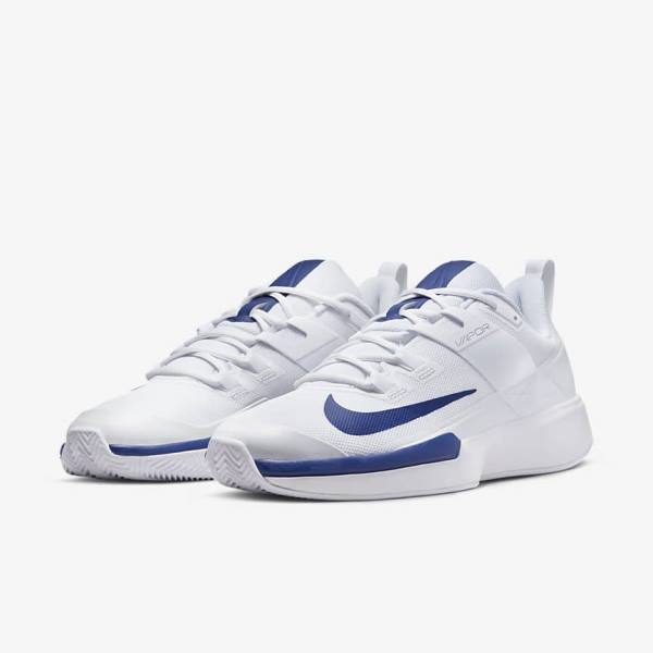 Men's Nike NikeCourt Vapor Lite Clay Court Tennis Shoes White / Royal Blue | NK591WTU