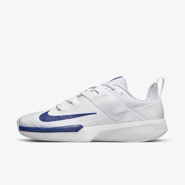 Men\'s Nike NikeCourt Vapor Lite Clay Court Tennis Shoes White / Royal Blue | NK591WTU