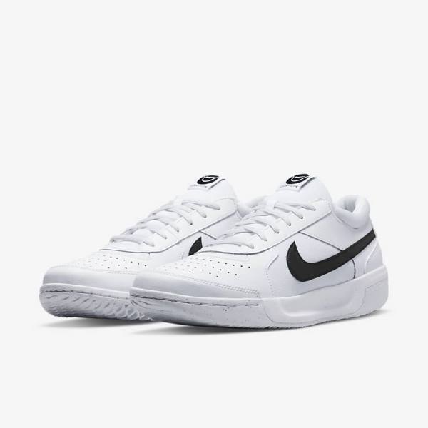 Men's Nike NikeCourt Zoom Lite 3 Hard Court Tennis Shoes White / Black | NK279SKT