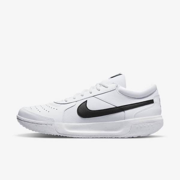 Men\'s Nike NikeCourt Zoom Lite 3 Hard Court Tennis Shoes White / Black | NK279SKT