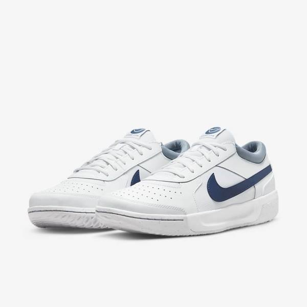 Men's Nike NikeCourt Zoom Lite 3 Hard Court Tennis Shoes White / Navy | NK306WER