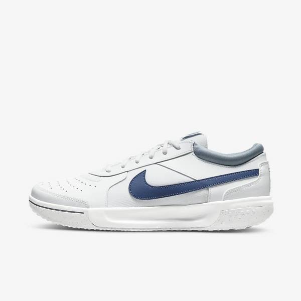 Men\'s Nike NikeCourt Zoom Lite 3 Hard Court Tennis Shoes White / Navy | NK306WER