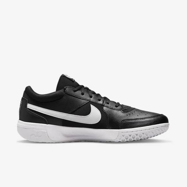 Men's Nike NikeCourt Zoom Lite 3 Hard Court Tennis Shoes Black / White | NK830HGY