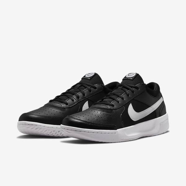 Men's Nike NikeCourt Zoom Lite 3 Hard Court Tennis Shoes Black / White | NK830HGY