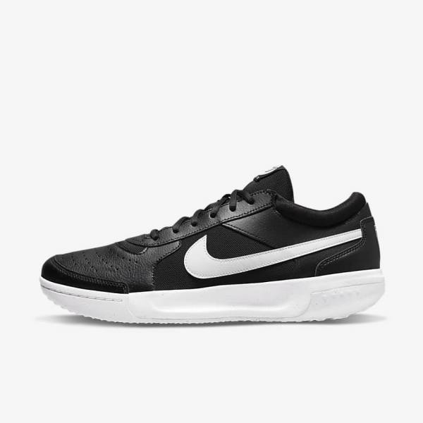 Men\'s Nike NikeCourt Zoom Lite 3 Hard Court Tennis Shoes Black / White | NK830HGY