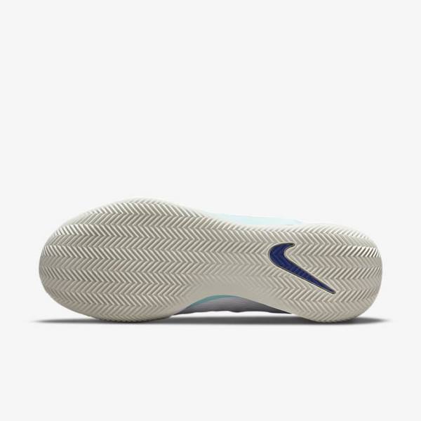 Men's Nike NikeCourt Zoom NXT Clay Court Tennis Shoes White / Light Beige / Turquoise / Royal Blue | NK605BLD