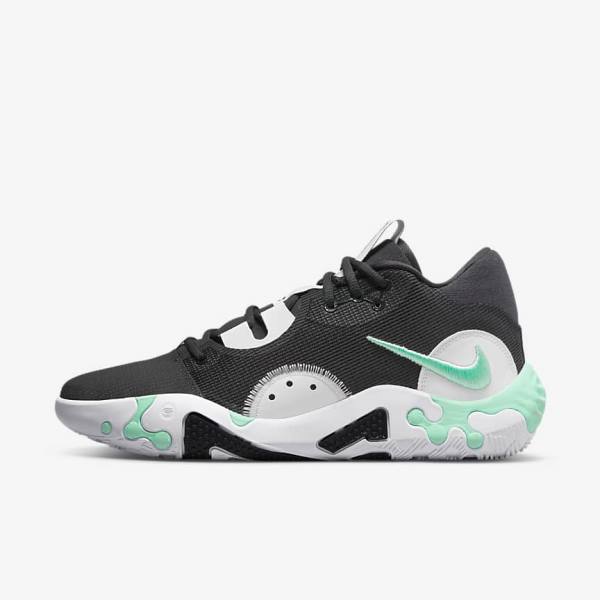 Men\'s Nike PG 6 Basketball Shoes Black / White / Mint | NK083OPQ