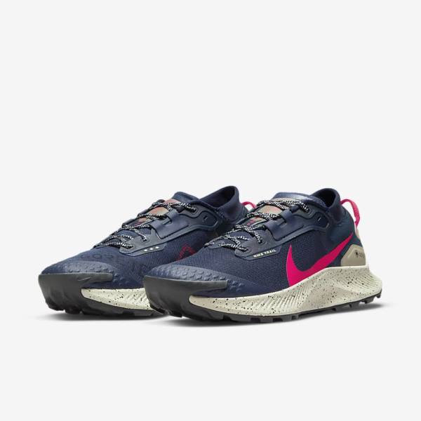 Men's Nike Pegasus Trail 3 GORE-TEX Waterproof Trail Running Shoes Obsidian / Olive / Red | NK786RZK