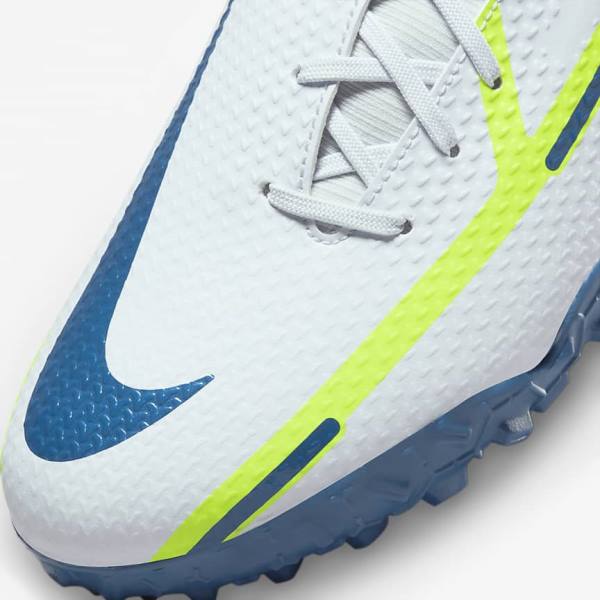 Men's Nike Phantom GT2 Academy Dynamic Fit TF Turf Football Shoes Grey / Light Blue / Dark Blue | NK128ZVE