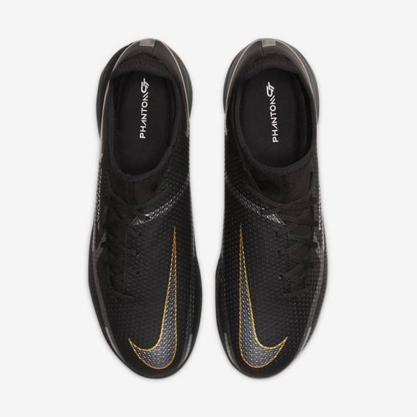 Men's Nike Phantom GT2 Academy Dynamic Fit IC Indoor Court Football Shoes Black / Metal Gold / Dark Grey / Metal Dark Grey | NK275KWN