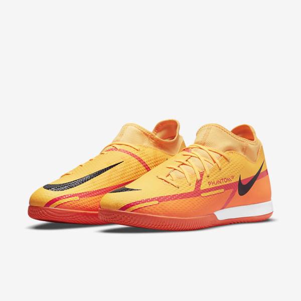 Men's Nike Phantom GT2 Academy Dynamic Fit IC Indoor Court Football Shoes Orange / Light Red / Black | NK489UJZ