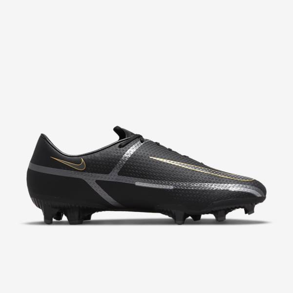 Men's Nike Phantom GT2 Academy MG Multi-Ground Football Shoes Black / Metal Gold / Dark Grey / Metal Dark Grey | NK538WML