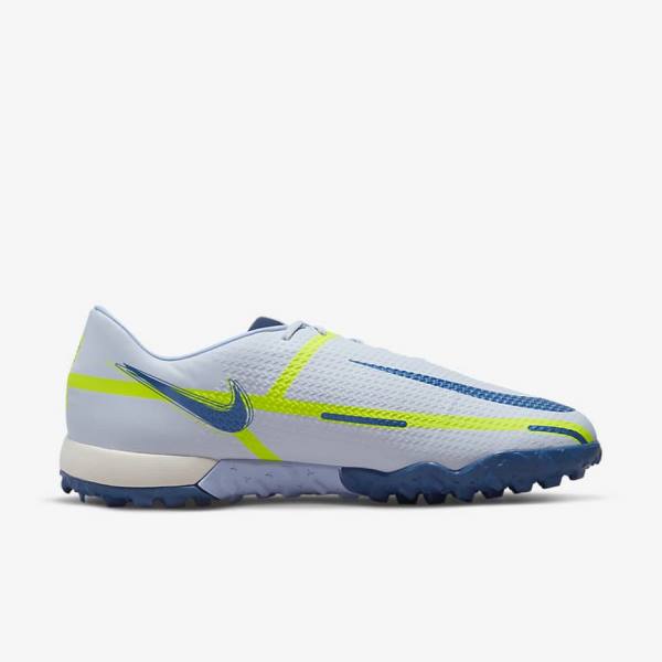 Men's Nike Phantom GT2 Academy TF Turf Football Shoes Grey / Light Blue / Dark Blue | NK102XNB