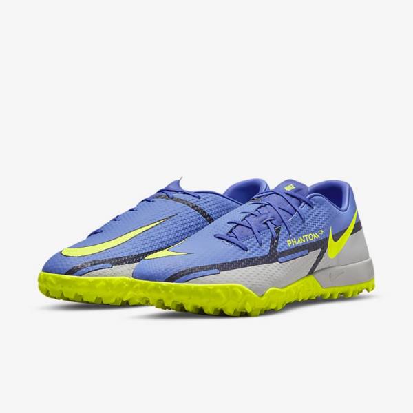 Men's Nike Phantom GT2 Academy TF Turf Football Shoes Blue / Grey | NK613MNS