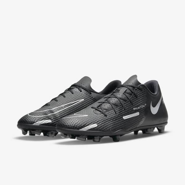 Men's Nike Phantom GT2 Club MG Multi-Ground Football Shoes Black / Dark Grey / Metal Silver | NK105VGT