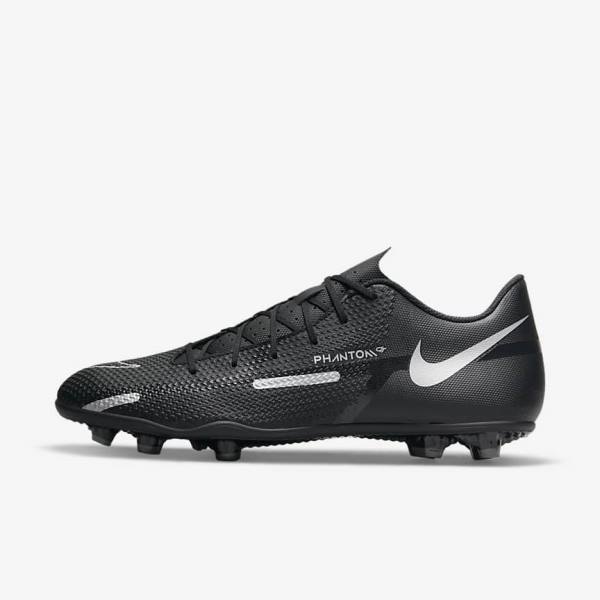 Men\'s Nike Phantom GT2 Club MG Multi-Ground Football Shoes Black / Dark Grey / Metal Silver | NK105VGT