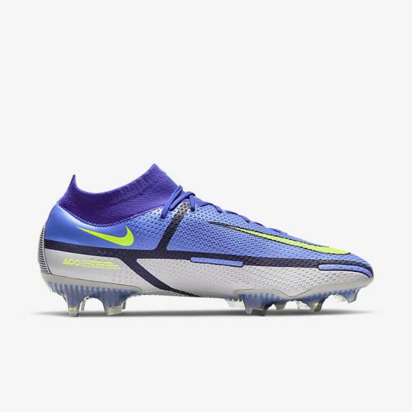 Men's Nike Phantom GT2 Dynamic Fit Elite FG Firm-Ground Football Shoes Blue / Grey | NK264MAZ