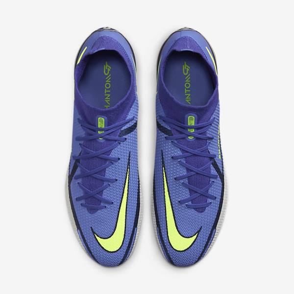 Men's Nike Phantom GT2 Dynamic Fit Elite FG Firm-Ground Football Shoes Blue / Grey | NK264MAZ