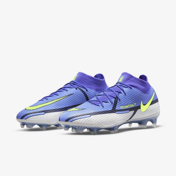 Men's Nike Phantom GT2 Dynamic Fit Elite FG Firm-Ground Football Shoes Blue / Grey | NK264MAZ