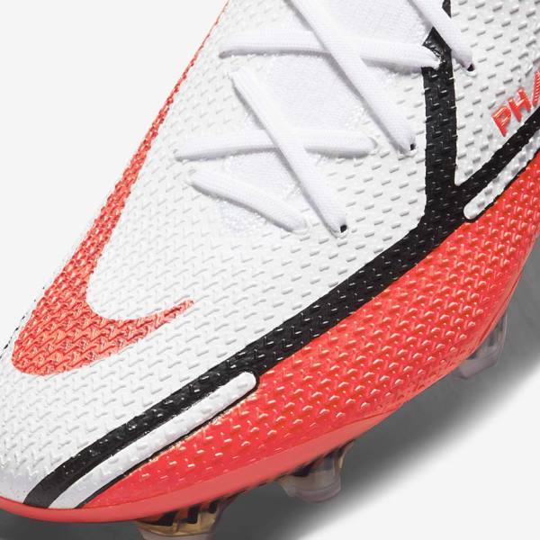 Men's Nike Phantom GT2 Dynamic Fit Elite FG Firm-Ground Football Shoes White / Light Red | NK319TFK