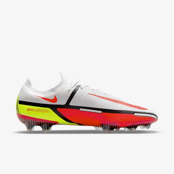 Men's Nike Phantom GT2 Elite FG Firm-Ground Football Shoes White / Black / Light Red | NK567APN