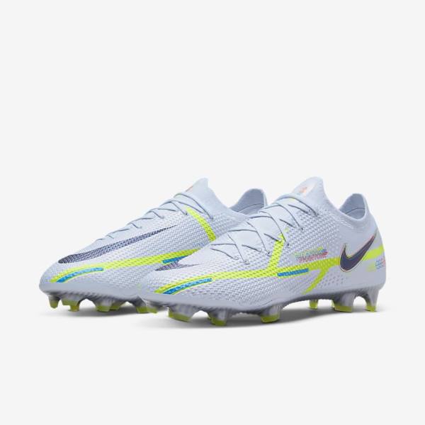 Men's Nike Phantom GT2 Elite FG Firm-Ground Football Shoes Grey / Light Blue | NK819NDV