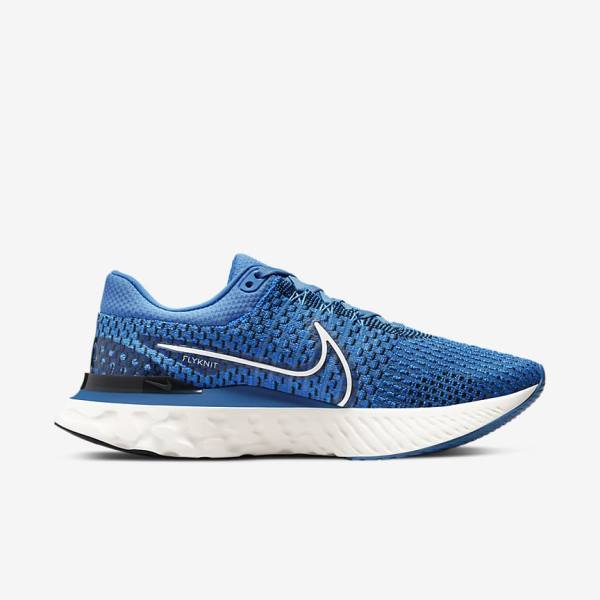 Men's Nike React Infinity Run Flyknit 3 Road Running Shoes Blue / Black | NK027ZVF