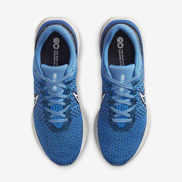 Men's Nike React Infinity Run Flyknit 3 Road Running Shoes Blue / Black | NK027ZVF